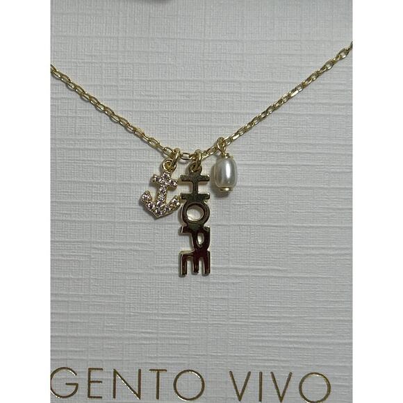 Argento Vivo Sterling Silver 3 mini charm Necklace size 16”+2 inch - Picture 1 of 5